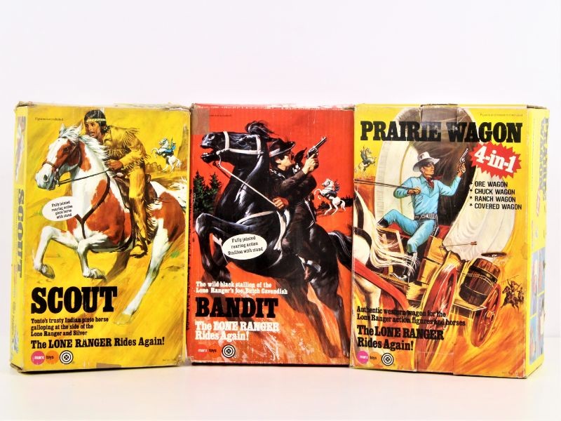 Set van 3 Lone Ranger Marx Toys in OVP (1973-75)